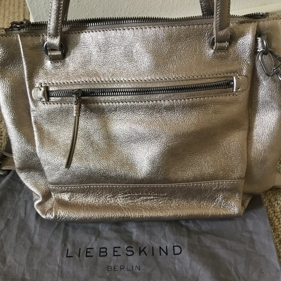 Liebeskind Berlin Gold Metallic Crossbody Purse Handbag Tote - Picture 2 of 13